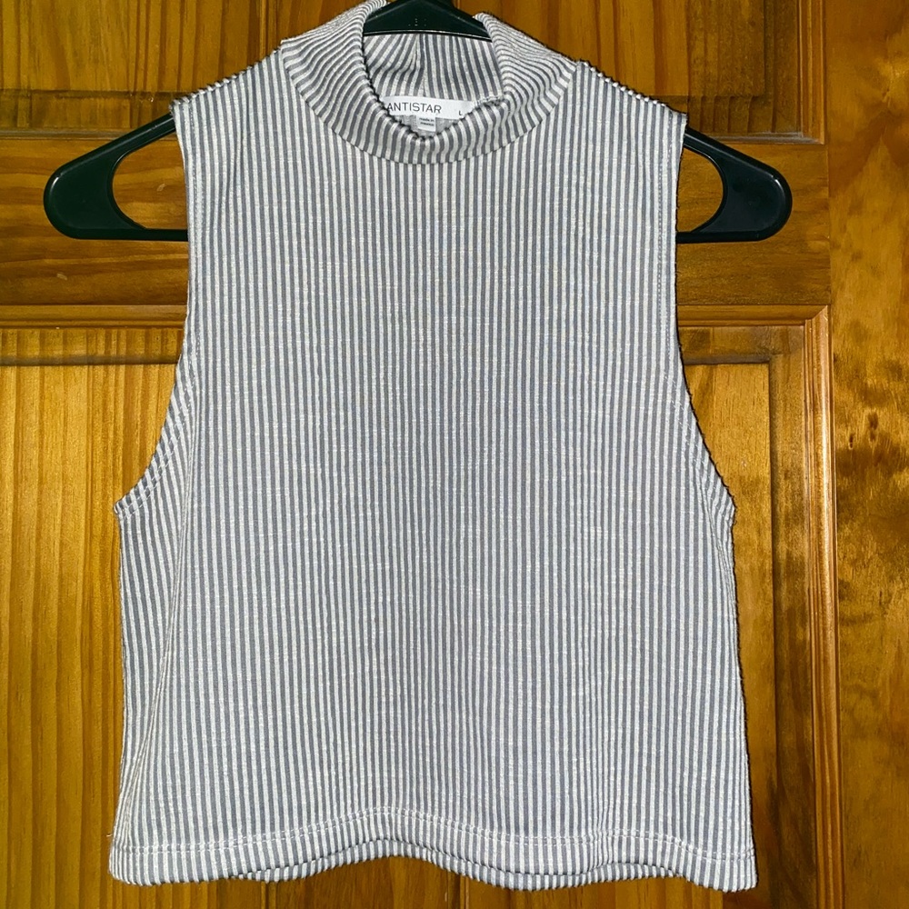 Striped Turtle Neck Tube Top